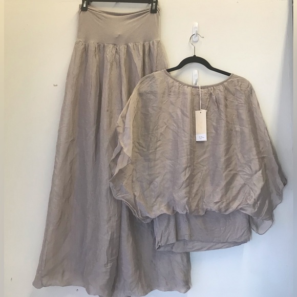 Giusy Silk Blend Top and Wide Leg  Palazzo Pants - Picture 2 of 3